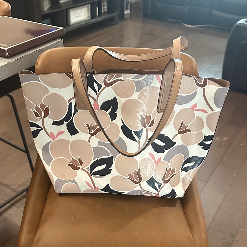 Kate Spade Floral Tote - Tan, Cream, and Black